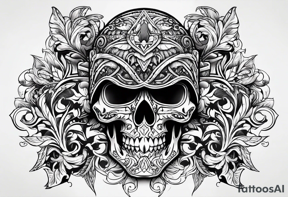 Armor, tribal, skulls tattoo idea