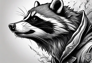 Superman raccoon in realism smoke tattoo idea