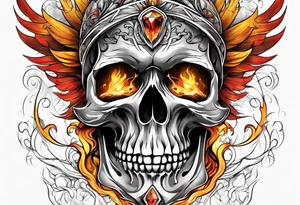 Mage orange yellow red inhaling smoke skull showing through skin tattoo idea