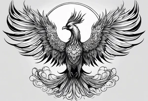 croquis d'un phoenix, lune bleu tattoo idea