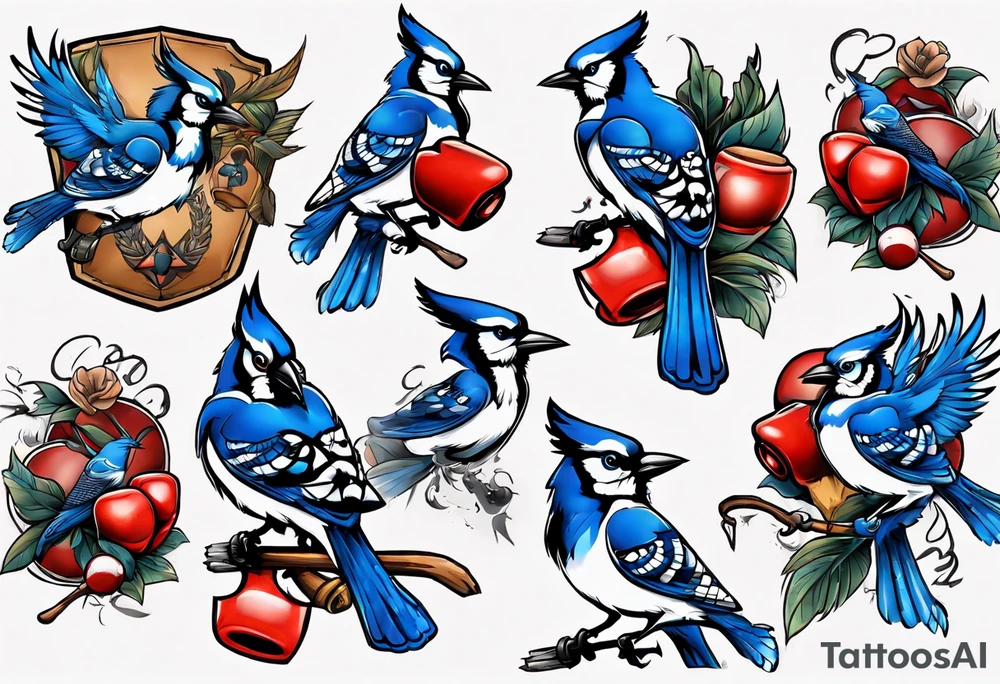 boxing bluejay tattoo idea