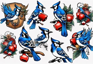 boxing bluejay tattoo idea