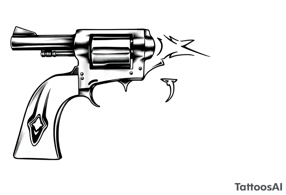 Actual size Revolver .45 caliber elegant but simple art work on gun. tattoo idea