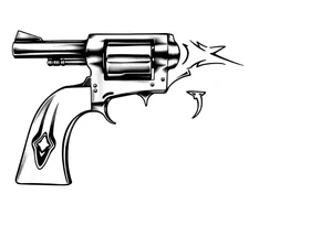 Actual size Revolver .45 caliber elegant but simple art work on gun. tattoo idea