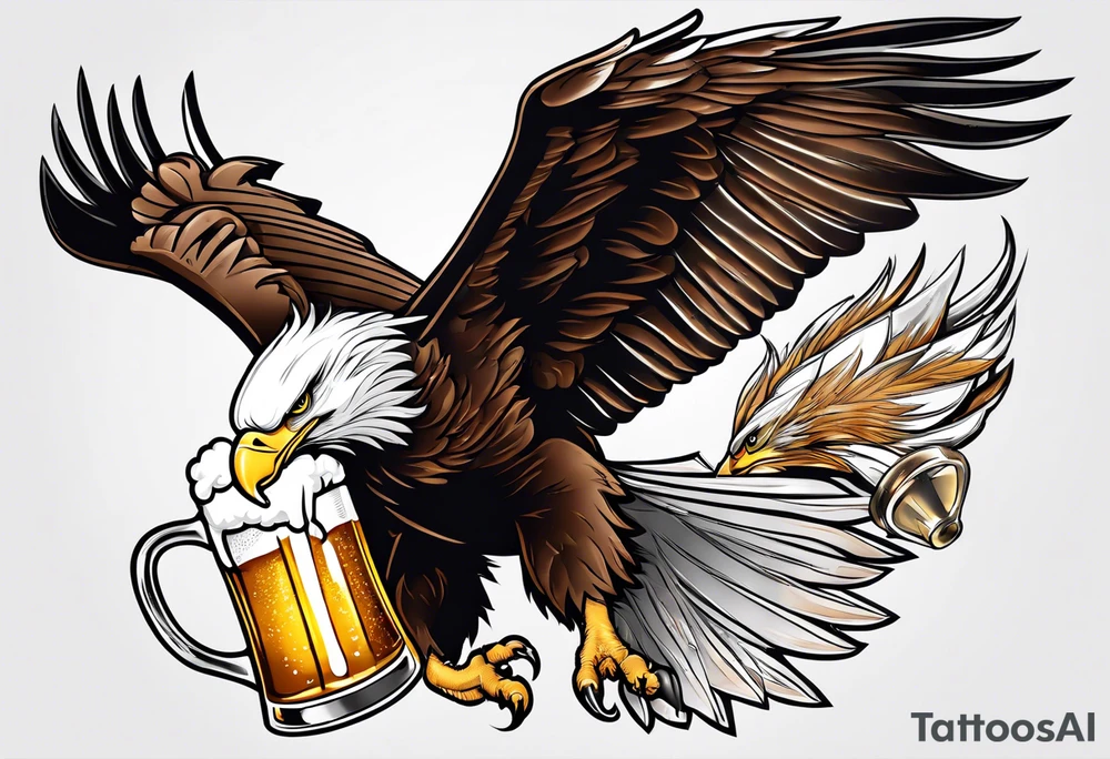 eagle drinking beer tattoo idea