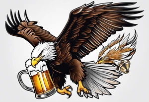 eagle drinking beer tattoo idea