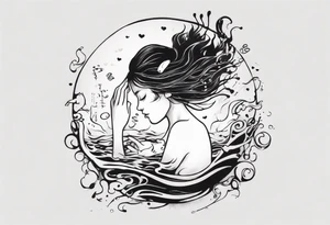 Diving into love , music theme, simplicity water scene tattoo idea