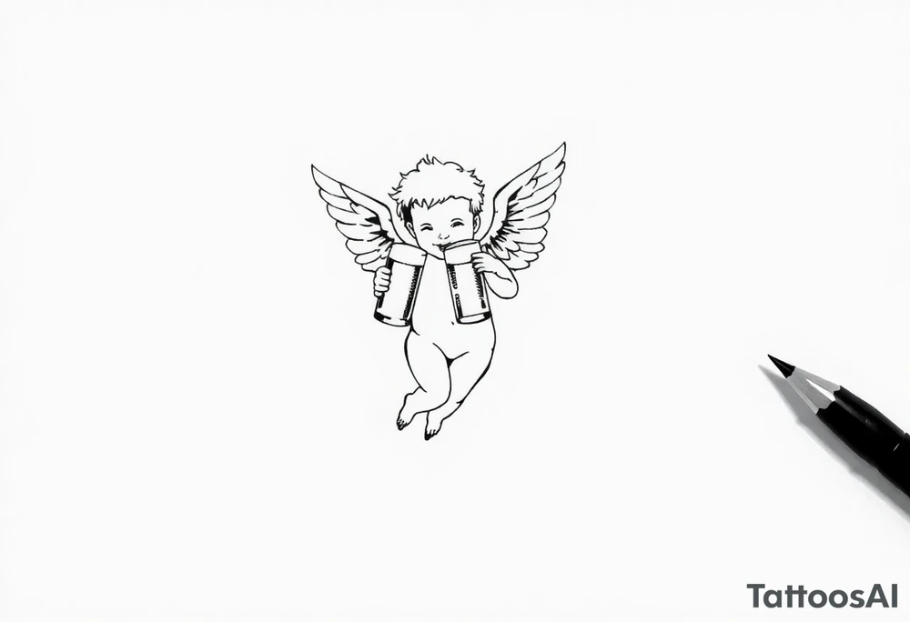 cherub with beer tattoo idea