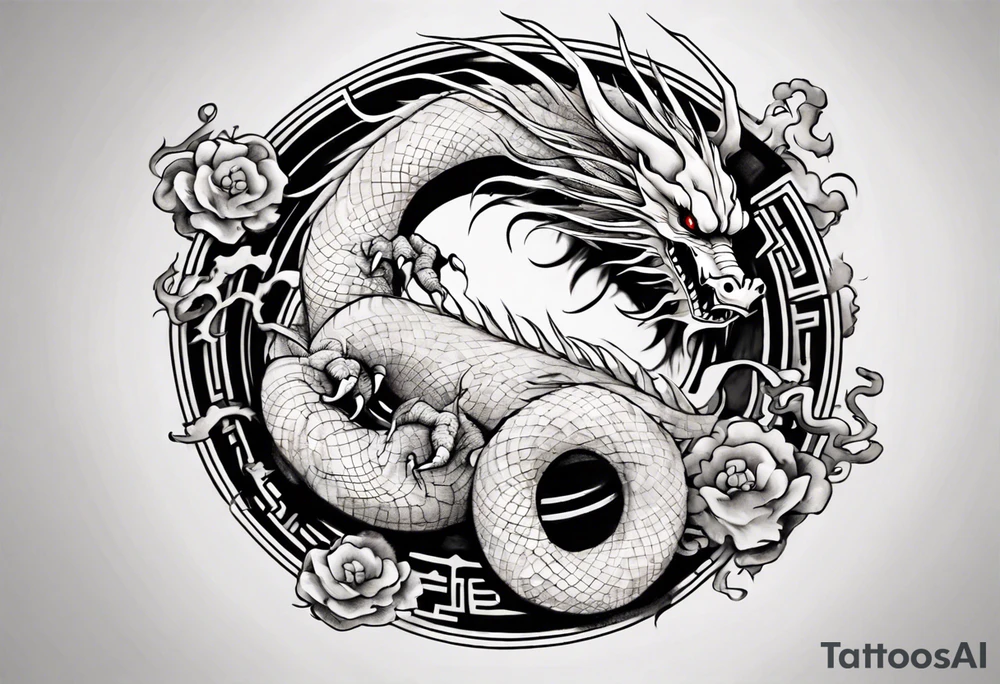 Number 24 with a Chinese dragon around it tattoo idea