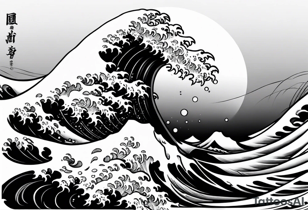 a japanese type of waves with samurai tattoo idea