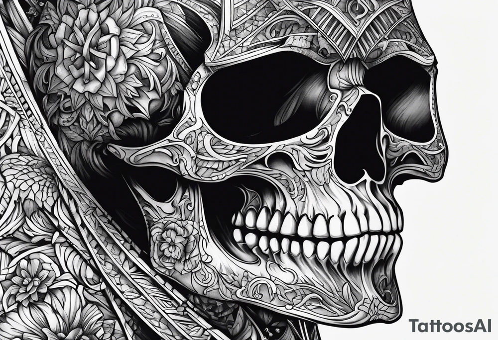 creepy satanic skeleton tattoo idea