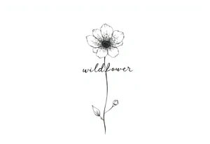A flower with the word wildflower as the stem tattoo idea