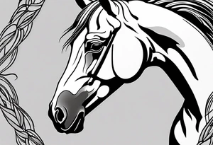 Horse portrait no shading tattoo idea
