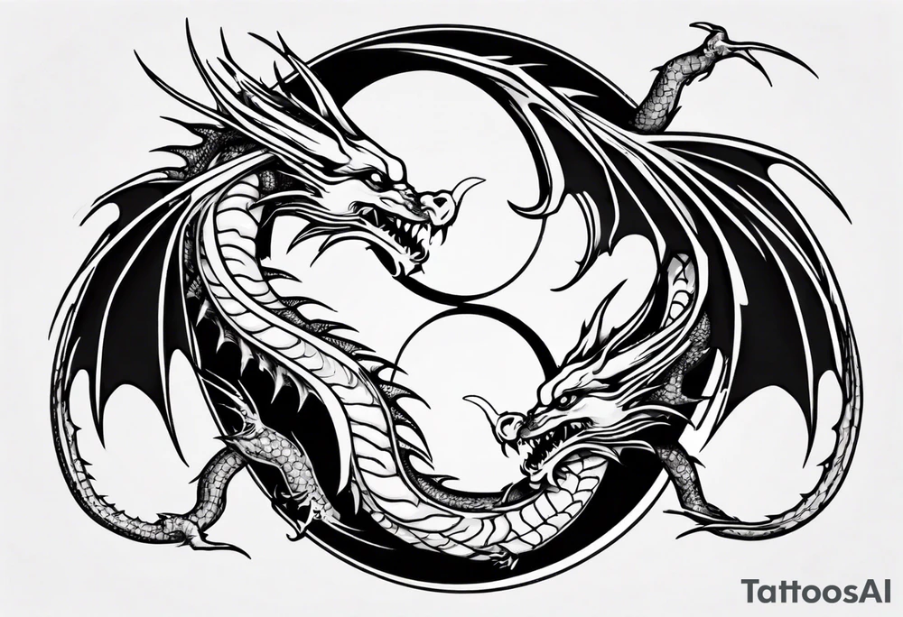 Two Dragons, Yin Yang, Not Symmetrical tattoo idea