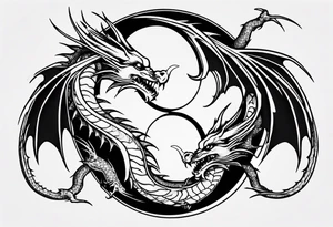 Two Dragons, Yin Yang, Not Symmetrical tattoo idea