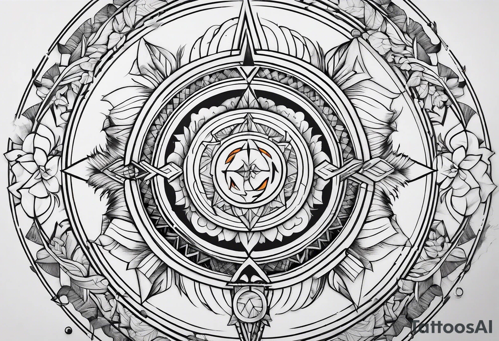 four elements fine linework arrows tattoo idea