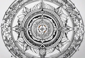 four elements fine linework arrows tattoo idea