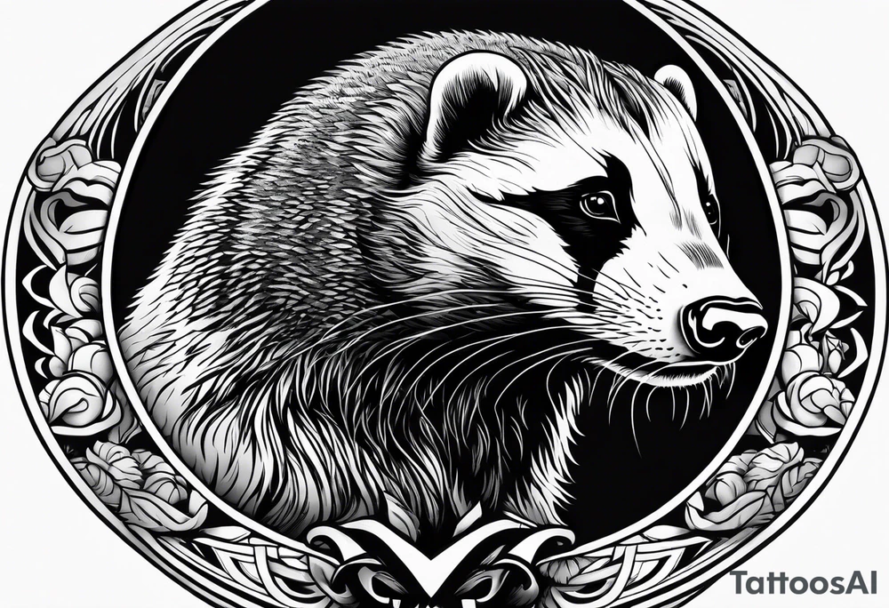 Beautiful powerful honey badger tattoo idea
