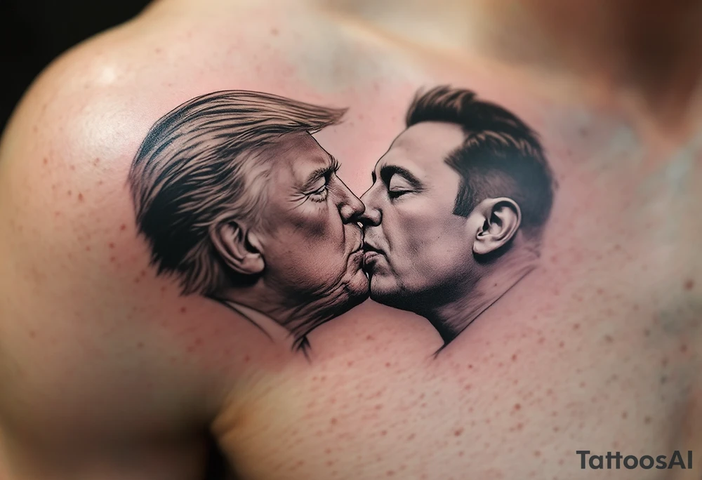 Donald Trump kissing Elon Musk tattoo idea