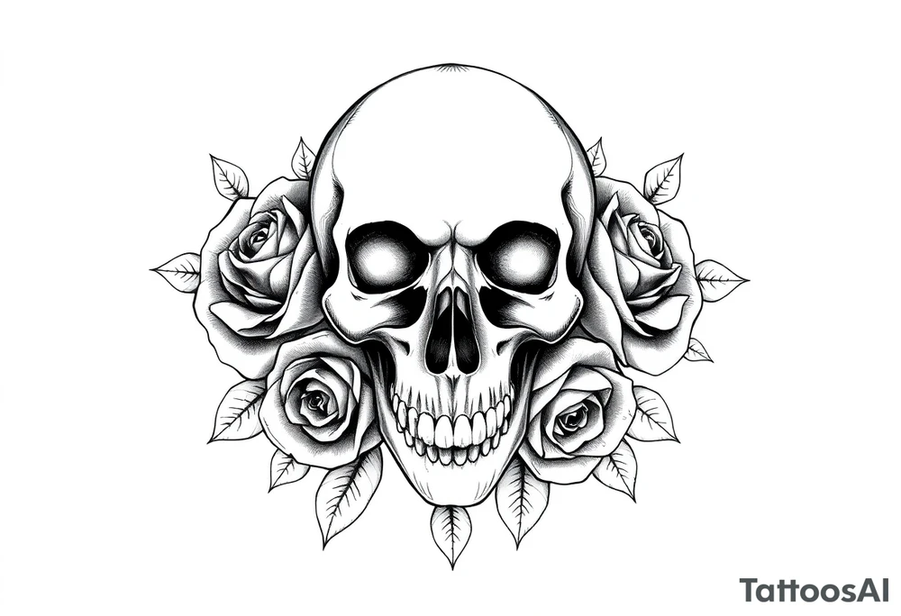 skull and roses tattoo idea