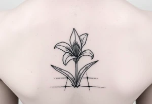 lily coming up out of the tile floor in front of bathroom sink tattoo idea