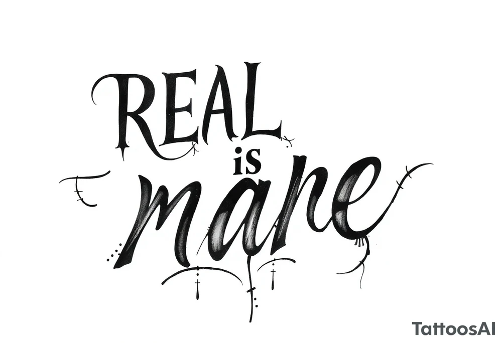 "real is rare" quote in sleky style tattoo idea