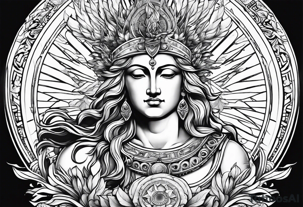 apollo
god of the sun
with his bow
upper body tattoo idea