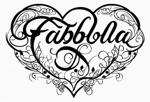 A tattoo that has the name Fabiola and that’s cursive and it has a type of heart tattoo idea