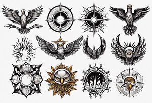 symbol eines Kriegers Wassermann Eule Sonne tattoo idea