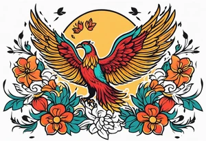 phoenix rising

old school vintage simple traditional design surrounded by vintage flowers


bold color simple tattoo idea