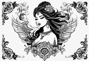 FℲ with women’s body outline tattoo idea