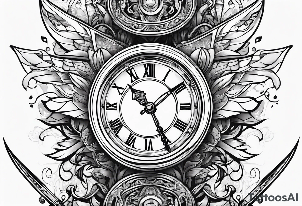 dagger with hour glass tattoo idea