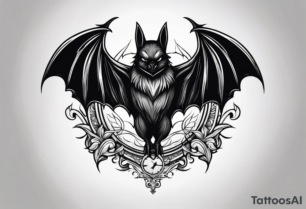 Black bat drawing tattoo idea