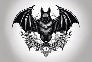 Black bat drawing tattoo idea