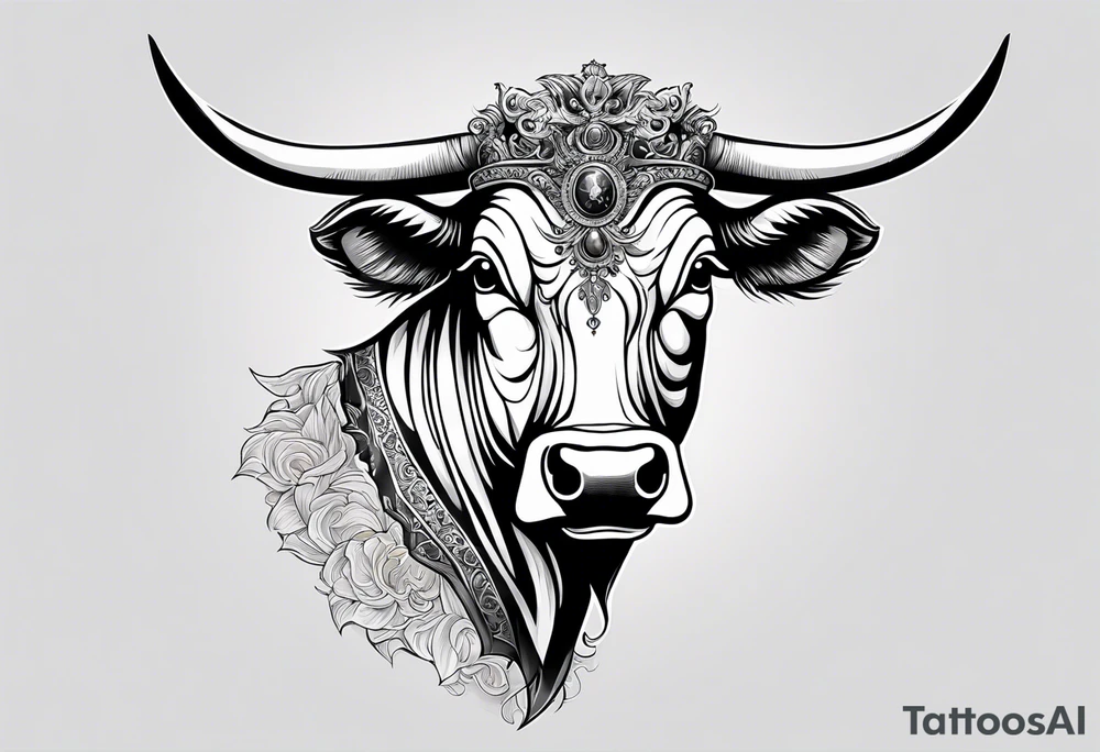 a humanoid cow dressed up like a ghost at halloween tattoo idea
