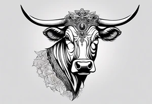 a humanoid cow dressed up like a ghost at halloween tattoo idea