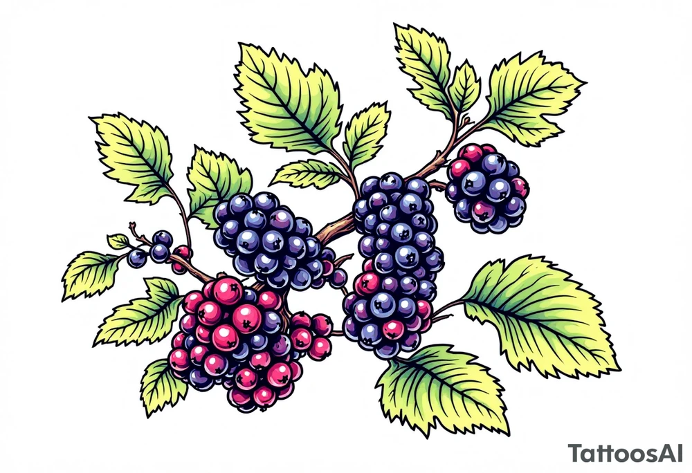 American traditional style Blackberry vine in a line tattoo idea