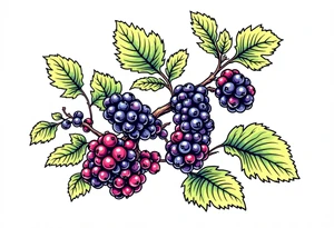 American traditional style Blackberry vine in a line tattoo idea