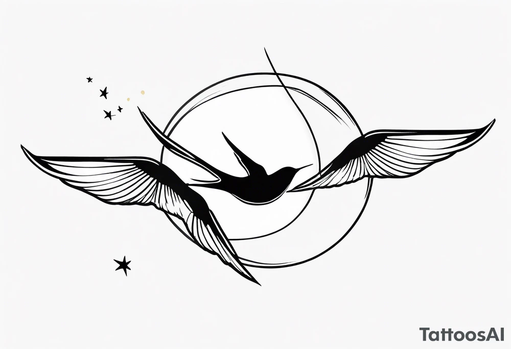 3 swallow'and 2 moons tattoo idea