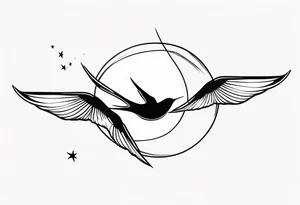 3 swallow'and 2 moons tattoo idea