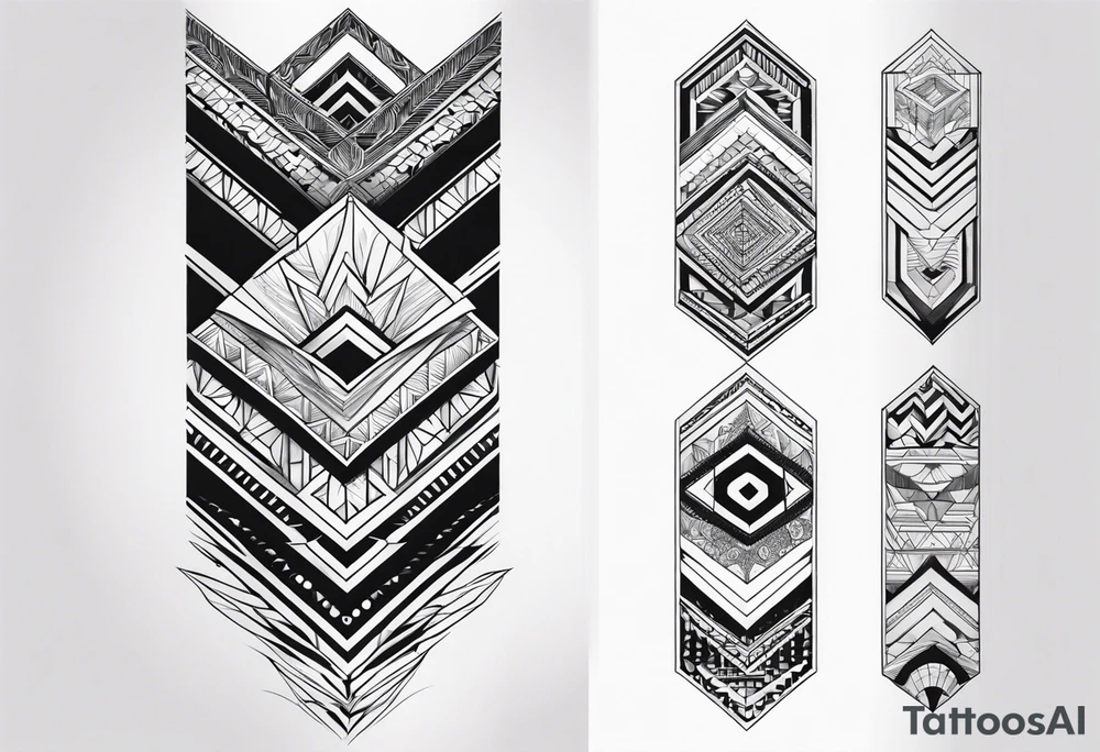 Black and white geometric sleeve tattoo idea