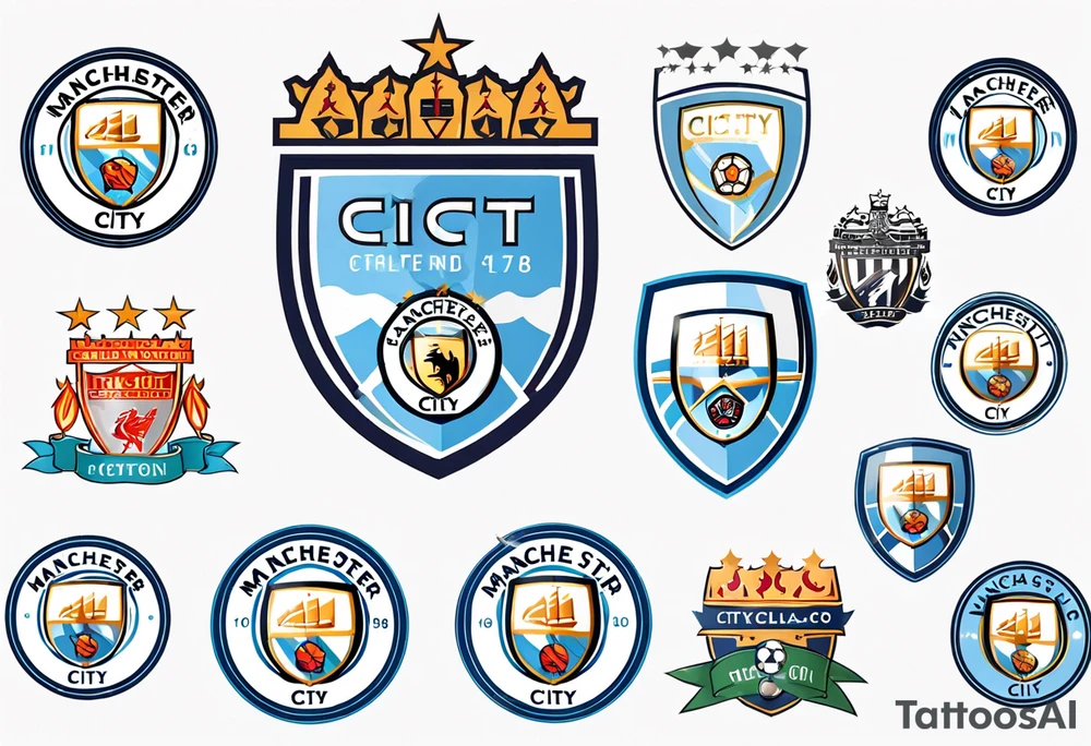 modified Manchester City football club logo or crest with creative background tattoo idea