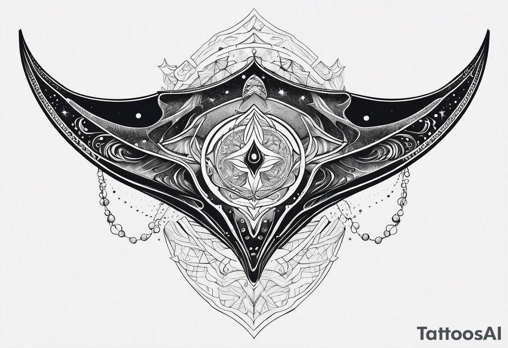 cosmic manta ray symmetrical tattoo idea