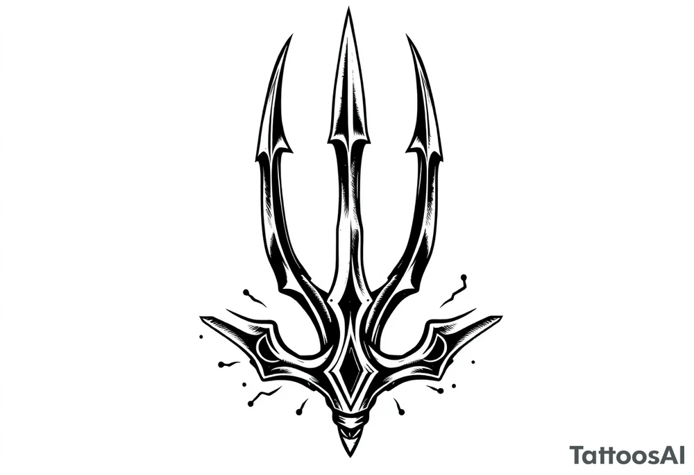 trident with cool background tattoo idea