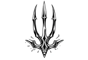 trident with cool background tattoo idea