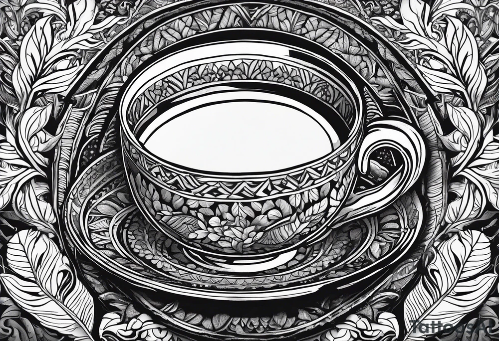 Ayahuasca leaves with cup of ayahuasca in the middle tattoo idea
