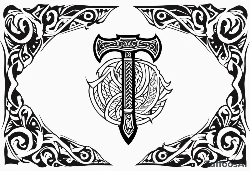 Valhalla axe sword tattoo idea