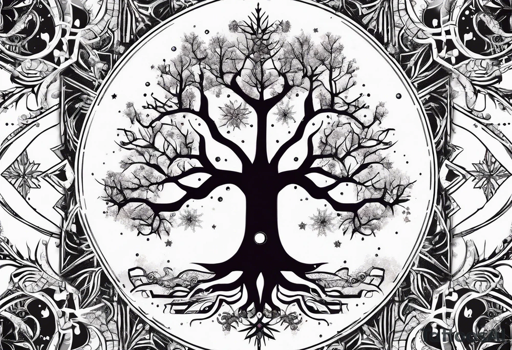 Constellation, tree , snowflake tattoo idea