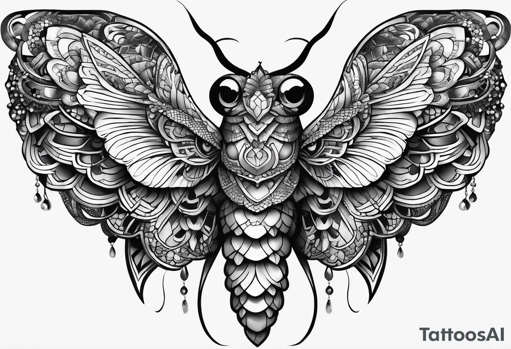 moth, “snake head wings” tattoo idea