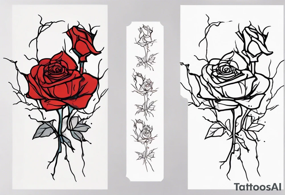 bleeding rose flower, one line tattoo idea
